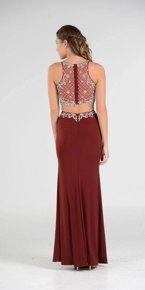 Two-Piece Prom Gown Crop Top Skirt