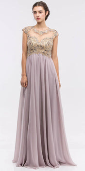 Cap Sleeve A Line Gown