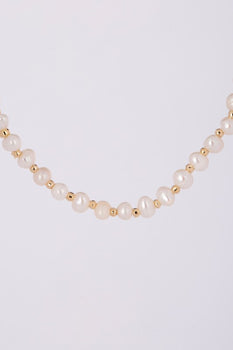 Natural pearl and gold bracelet and necklace set