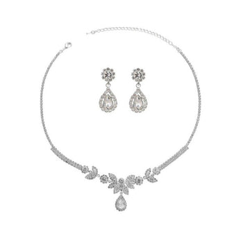 Silver Crystal Cubic Zirconia Y Style Jewelry Set