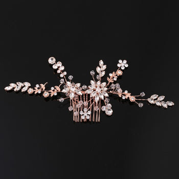 Crystal Handmade Bridal Comb with Flower Detail