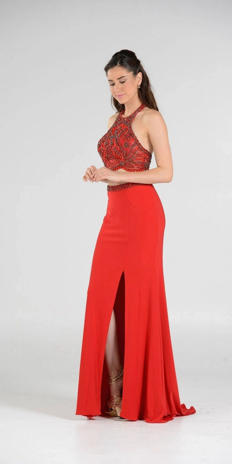 Two-Piece Prom Gown with Halter Top