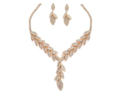 Rhinestone Teardrop necklace set