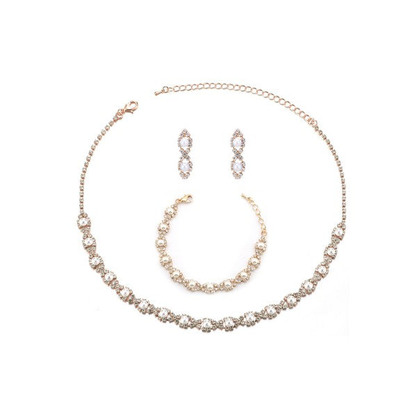 Pearl rhinestone necklace set
