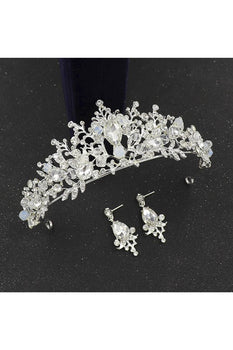 Rhinestone Crown Headband Earrings Set L3353