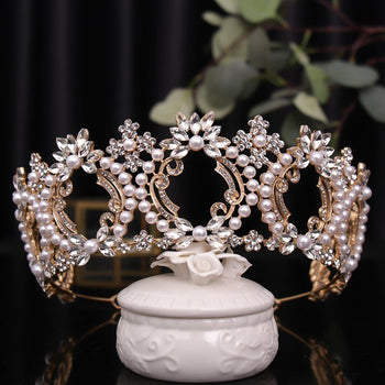 Rhinestone Pearl Crown Headband