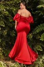 SATIN GOWN WITH PUFF SLEEVE