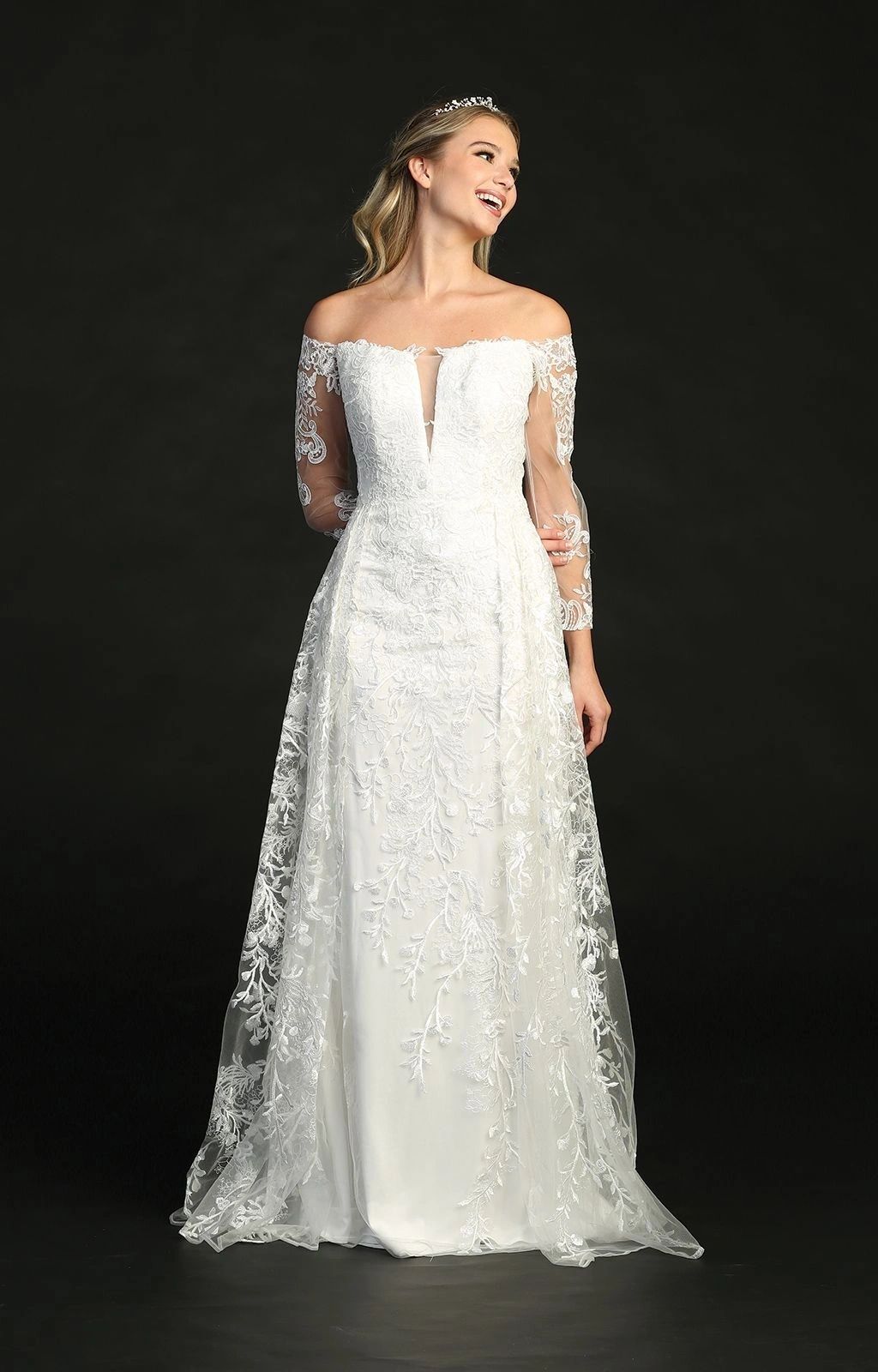elegant long sleeve wedding gown