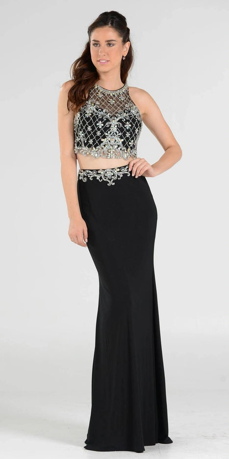 Two-Piece Prom Gown Crop Top Skirt