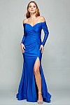 off the shoulder evening gown