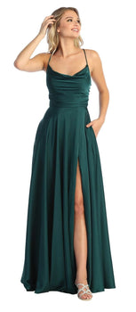satin lace up  gown