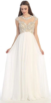 Cap Sleeve A Line Gown