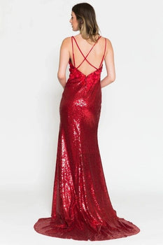 V neckline homecoming gown