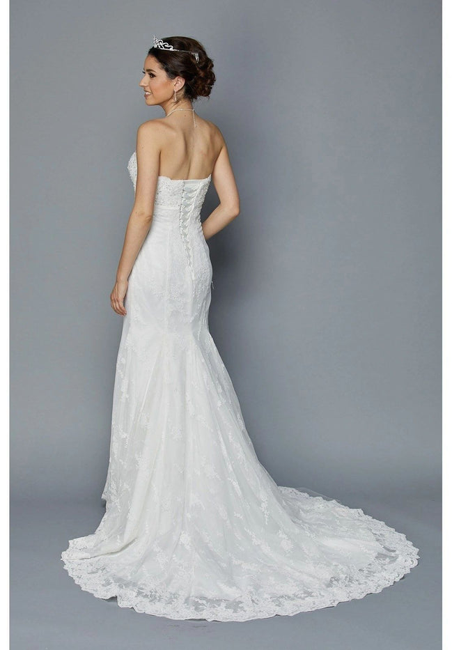 Embellished-Bodice Strapless Wedding Gown
