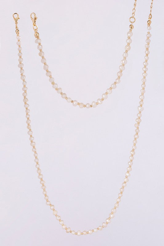 Natural pearl and gold bracelet and necklace set