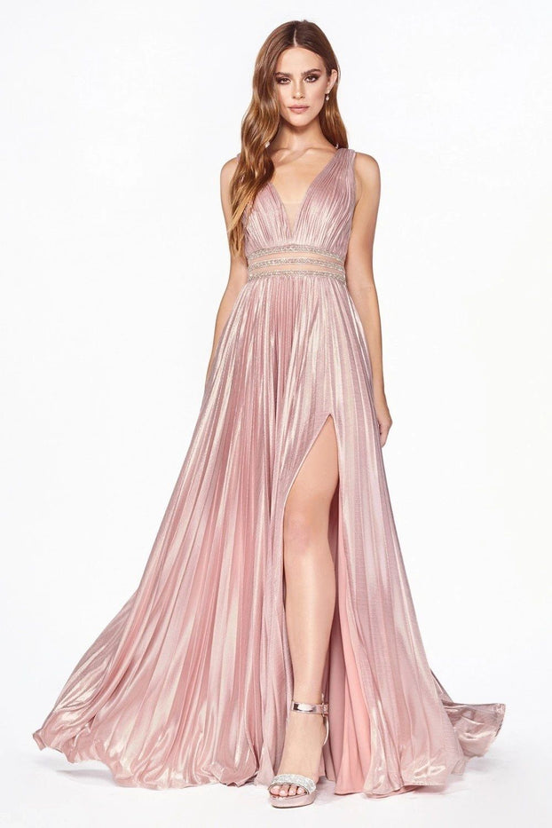 Illusion V-Neckline Prom Long Dress