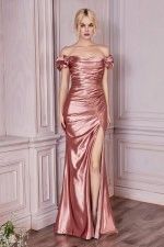 FITTED GATHERED SATIN GOWN