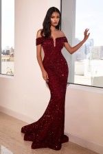 Off the shoulder sequin  gown