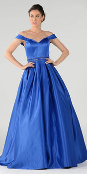 Off The Shoulder A-Line Satin Ball Gown