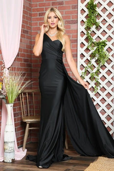 one shoulder fitted gown