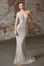 DEEP V NECKLINE FITTED GOWN