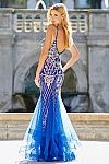glitter fit and flare evening gown