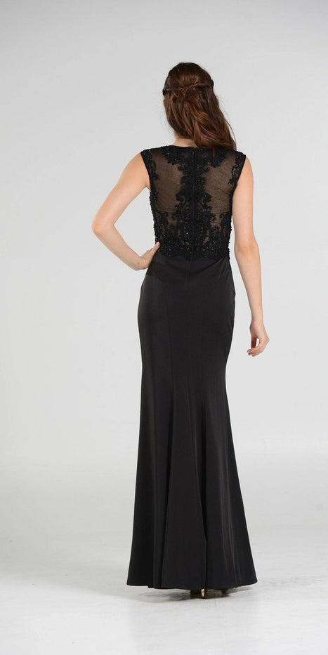 Scoop Neck Fit and Flare Prom Gown