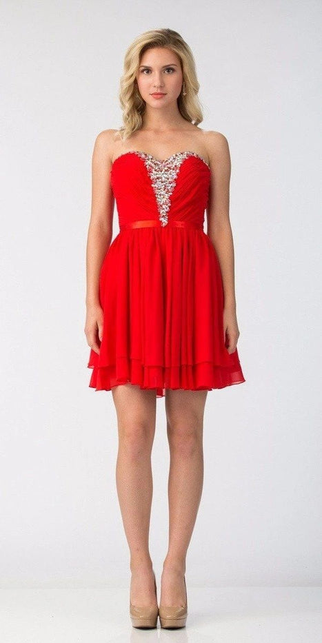 Strapless Red Homecoming Dress