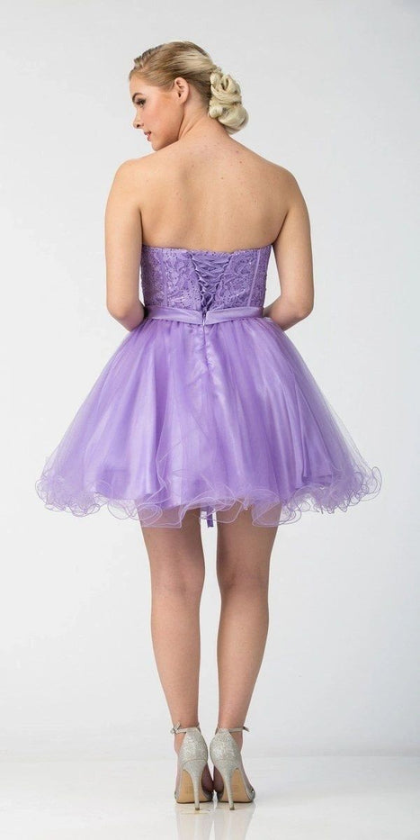 Strapless Homecoming Dress Lace Up Back