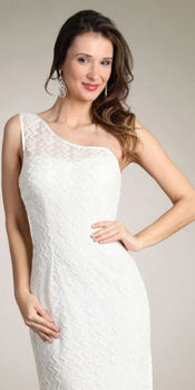 One Shoulder Lace Cocktail Dress in Black and White Includes Jacket