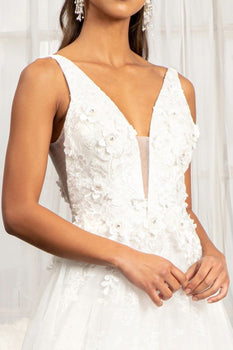 Illusion bodice A-line wedding gown