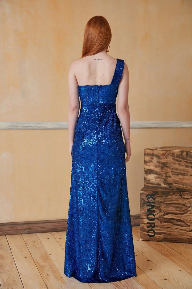 Sequined Strapless A-Line Long Dress