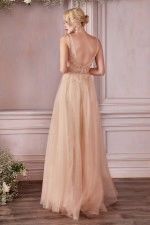 Layered tulle a-line evening gown