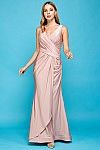 fitted V neckline evening gown
