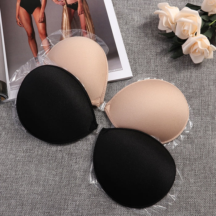 Adhesive Invisible Bras - Strapless Front Closure Push Up Bra