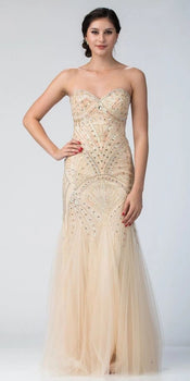 Strapless Beaded Evening Gown