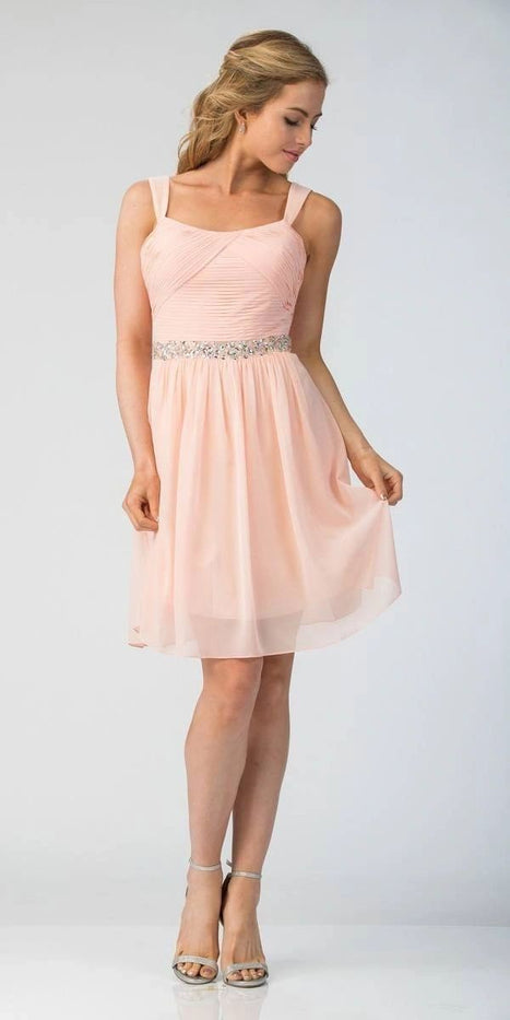 Embellished Waist Knee-Length Homecoming Dress