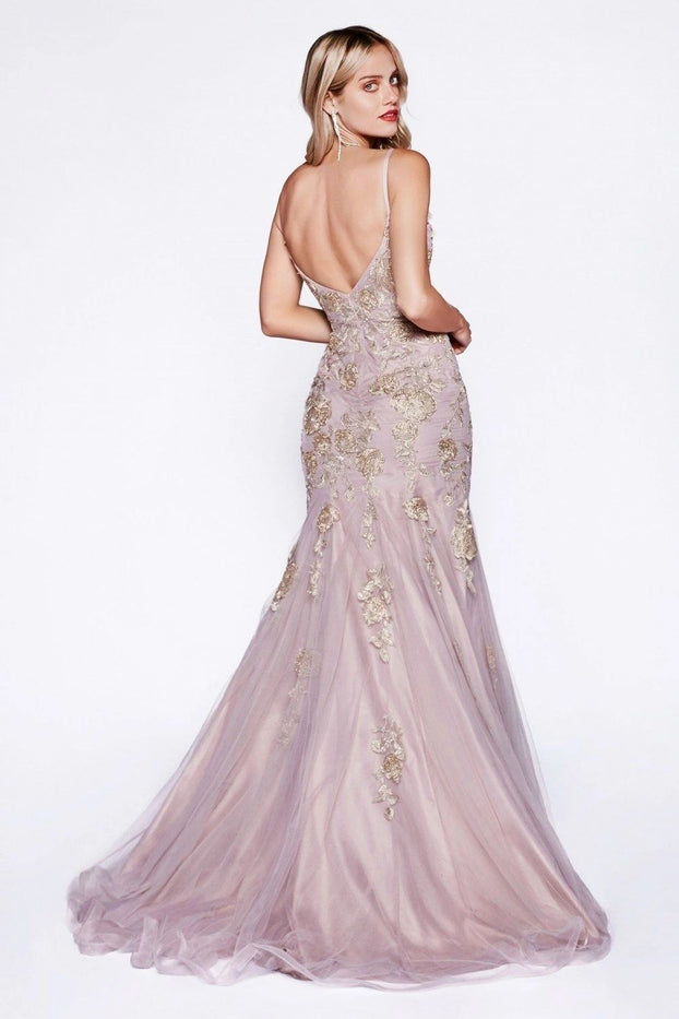 V-Neckline Sexy Fitted Long Prom Dress