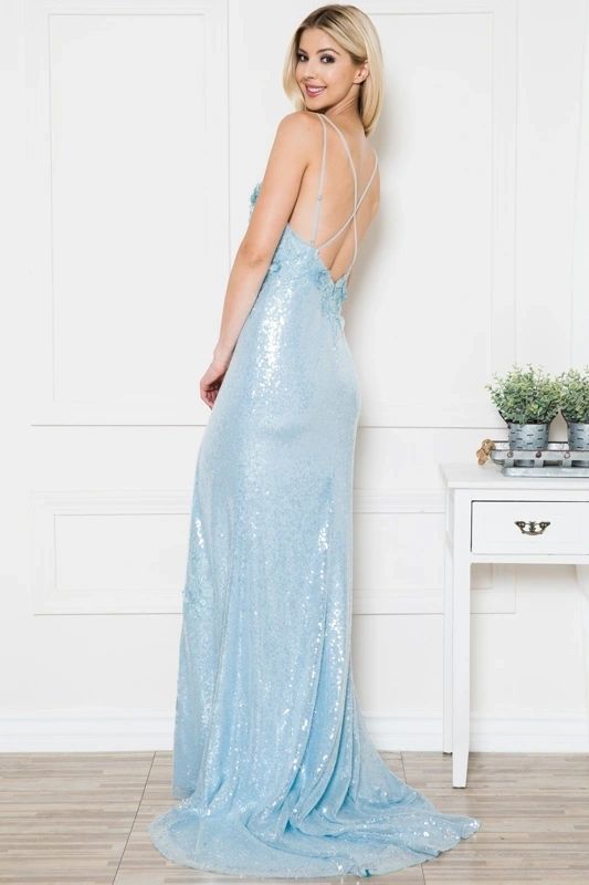 V neckline homecoming gown