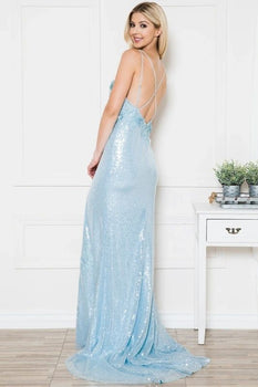 long sleeves fitted evening gown