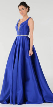 V-Neck A-Line Prom Gown
