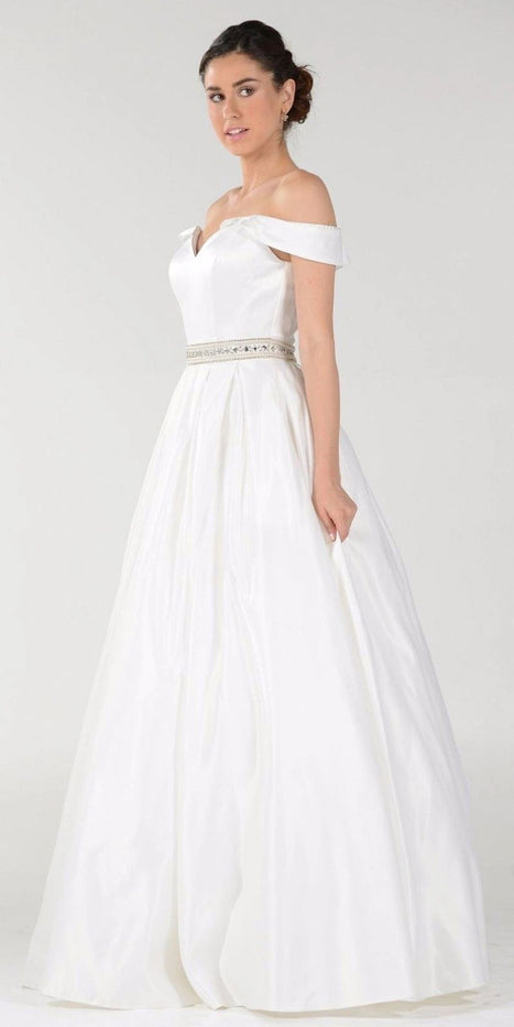 Off The Shoulder A-Line Satin Ball Gown