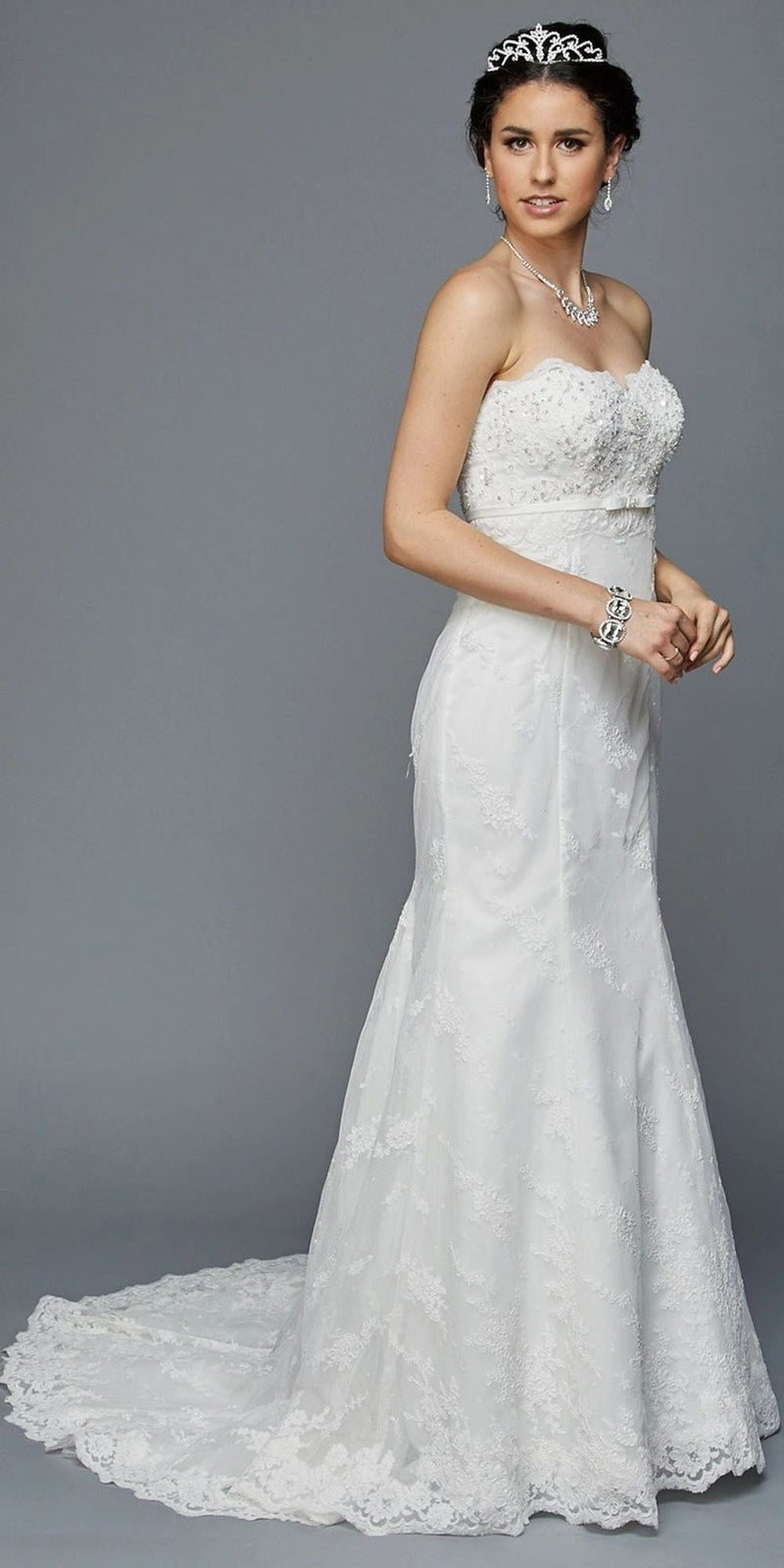 Embellished-Bodice Strapless Wedding Gown