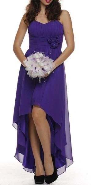 High Low Strapless Bridesmaid Dress in Purple