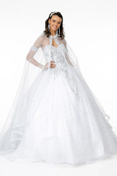 Sweetheart Neckline Cape ball gown