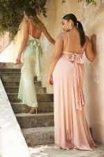 draped neck gown