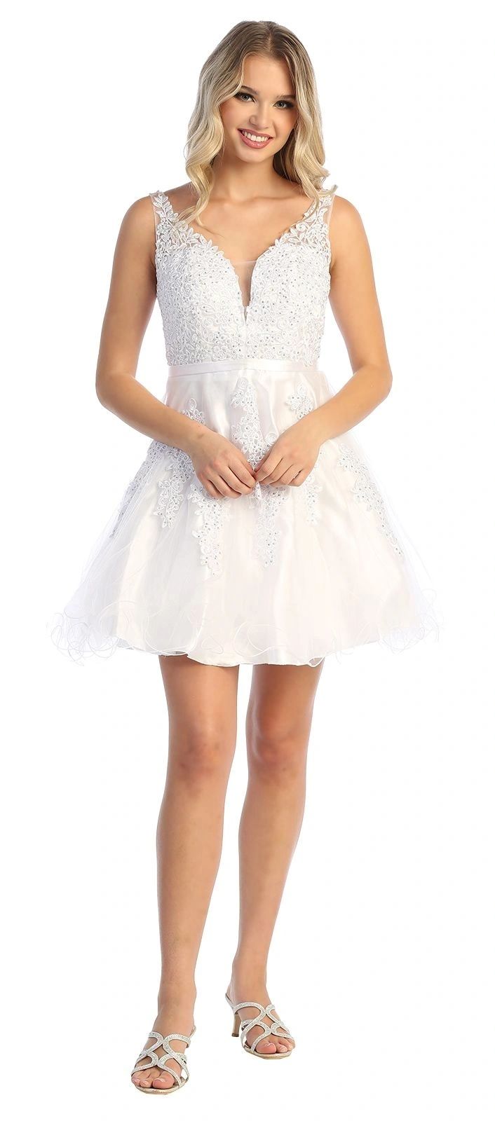lace embroidery homecoming dress