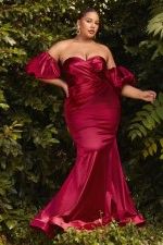 SATIN GOWN WITH PUFF SLEEVE