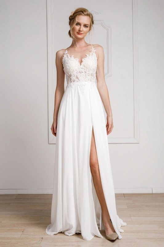 illusion top wedding gown
