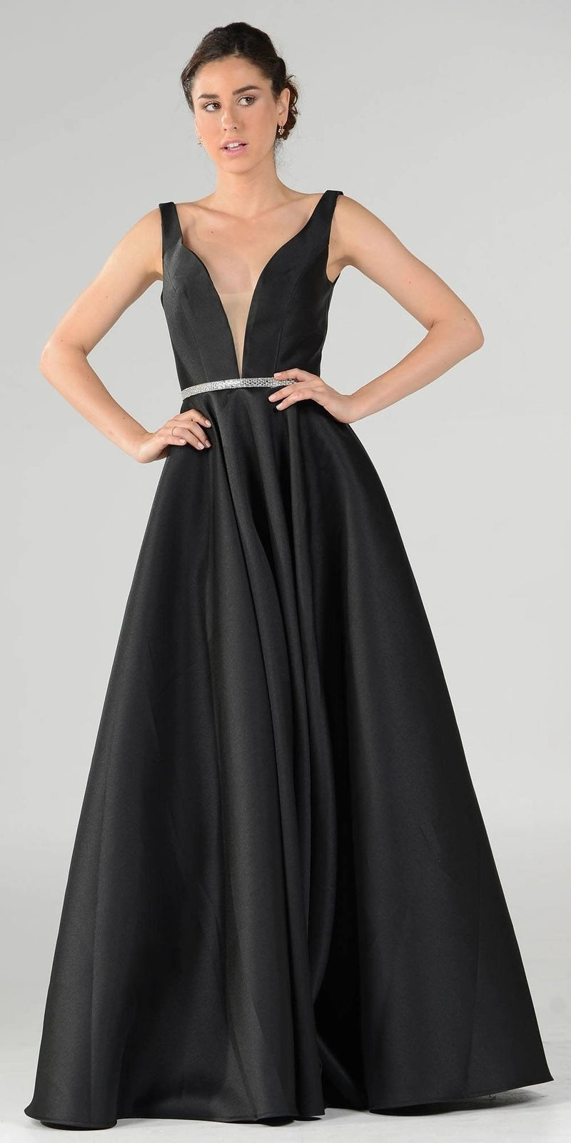 V-Neck A-Line Prom Gown